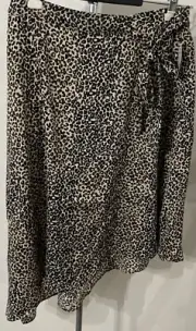 Nine West Womens XL Luxe Animal Collection Asymmetrical Skirt Animal Print