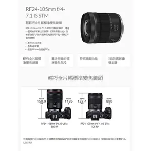 【Canon】RF 24-105mm F4-7.1 IS STM 超輕巧 全片幅 標準變焦鏡頭 (公司貨）