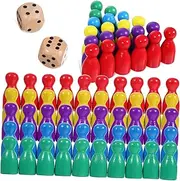 Toddmomy 50 Pcs Pieces Wooden Chess Pieces with Dice Game Markers for Board Games and Reusable Chess Components for Family Fun for Strategy and Thinking Development