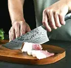 Full Tang Butcher Knife AUS10 Damascus Steel G10 Handle Chef Slicing Cleaver Cut
