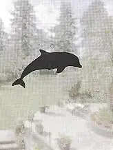 Retractable Screen Door Decals - 5 per Package - Keep Children Safe - Alert Birds, Dogs, Kids - Warn, Protect, Window Safety - Dolphins (White)