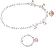 2 Sets Children's Pearl Necklace Baby Girl Abs Game Set Jewelry