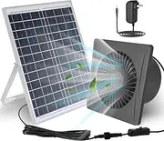 Solar Fan,25W Solar Panel+8" High Speed Solar Powered Fan with Bracket,Solar Fan for Chicken Coop with Power Adapter,Waterproof Solar Exhaust Fan,Solar Power Fan for Greenhouse,Shed(Grey)