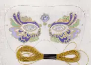Peacock Mask Party Sleep Blue Gold Needlepoint Canvas Hand Painted was $56