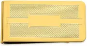[Generic] Gold Plated Solid Polished Patterned Honey Comb and Square Engravable Money Clip Measures 50x23mm Wide Jewelry Gifts for Men