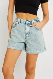 Denim Relaxed Short Elastic Waist - Size 6, Women's Relaxed Short