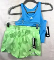 NWT Adidas Aeroready Girl’s L Slim Tank Top Regular Fit Lined Shorts Set Bundle