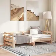 Wooden Day Bed Frame, 90x190 cm, Solid Pine Wood, Pull-Out Sofa, Guest Sleepover, Platform, Slats, Bedframe, Furniture, No Mattress