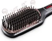 MEGAWISE Pro Ceramic Ionic Hair Straightener Brush for Home Salon | MCH Fast 20s Heating Tech with Auto-Off Safety | Anti-Scald with Universal Dual Voltage | Rotatable Power Cord