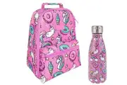 Sachi Insulated Backpack Lunch Bag and Water Bottle 350ml Kit - Unicorn