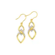 9ct Gold Diamond Double Kite Hook Earrings