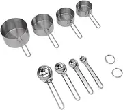 Measuring Cups: Stainless Steel Stackable Tablespoon Measuring Cups and Spoons Set with Handles, for Kitchen Cooking Baking, 8pcs