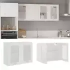 Wooden Kitchen Hanging Glass Cabinet Shelf Storage Cupboard White 80x31x60cm
