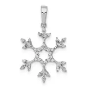 14k White Gold 1/6ct. Real Diamond Snowflake Pendant