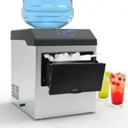 ADVWIN Ice Maker, Portable Ice Cube Maker Machine with Water Dispenser, Silver+Black