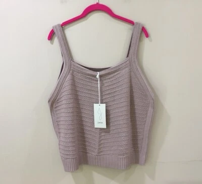NewJoie Cable Knit Tank Top Pink Mauve Sleeveless Square Neck Womens Size XL