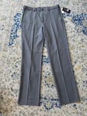 PGA Tour Men's Flat Front Expandable Waistband Pant NWT 34X34 Grey