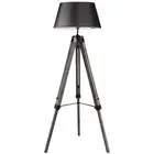 Large Tripod Floor Lamp Light Linen Shade Modern Vintage Wooden Retro Black