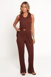 [PUP14] Bowery Knit Set - Chocolate S Brown