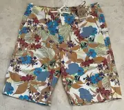Men's 3RD & ARMY 100% Cotton Print Boardshort - Size 33, multicolor natrual