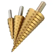 1Set 3pcs 4-12/20/32mm HSS Titanium Coated Step Drill Bit Hex Shank Hole Cutter