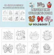 Cartoon Drawing Book, Relaxation Activities for Adults & Teens, Bold & Easy Designs, Stress Relief Coloring Book for Kids, Early Drawing Skills Learning, Ages 4+
