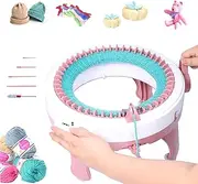Knitting Machine, 48 Needles Rotating Knitting Board with Row Counter, Smart Hand Knitting Machine Kit, Flat & T-Ring Weave Conversion, DIY Round Knitting Loom for Scarf, Hat, Sock