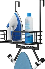 KES Over The Door Ironing Board Holder, Ironing Board Hanger Door Mount with Storage Shelf Y and T Shaped Fits for 1 3/8 Doors Matte Black, HIR501A-BK