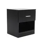 Bedside Table Side Storage Cabinet Nightstand Bedroom 1 Drawer 1 Shelf - BL