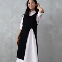 在飛比找蝦皮商城優惠-O-LIWAY 台灣製MIT 混棉長版大開岔針織洋裝式背心 