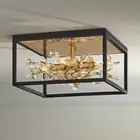 Carrine Modern Ceiling Light Flush Mount Fixture 14 1/4" Black Gold 4-Light