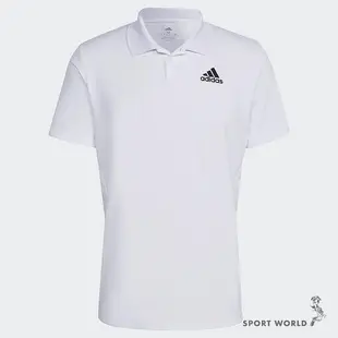 Adidas 男裝 短袖上衣 POLO衫 網球 兩扣 拼接 白【運動世界】HB8036