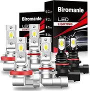 Biromanle Compatible with 2015 2016 2017 2018 2019 2020 2021 2022 Ford F150 bulbs,9005 High Beam H11 Low Beam+9145 Fog Light Bulb Combo, 6000k white light,Interior lights Bulbs(Pack of 6)