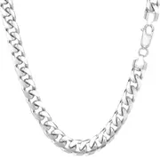 14k White Solid Gold Miami Cuban Link Chain Necklace, Width 5.8mm