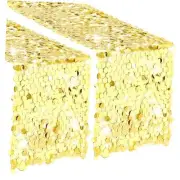 2 Pack Christmas Gold Table Runners 12 x 72 Inch Gold Big Sequin Table Runner