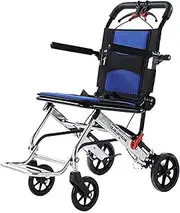 Lightweight Aluminium Wheelchair, Folding Wheelchair Aluminium Alloy Portable Transport Wheelchair Trolleys for Elderly Aircraft Travel(C)