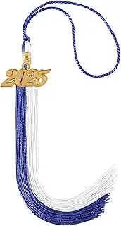 UIALECG Graduation Tassel 2025,Double Color Graduation Tassel with Gold Year Charm 9",Royal Blue and White