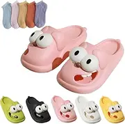 [Generic] Love Pups Slides Tongue Kissing Slippers for Women Big Eye Dog Slippers, Summer Funny Soft Thick Sole Comfy House Sandals