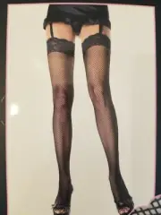 Fishnet Thigh High Stockings With Stretch Lace Top - Leg Avenue 9023 Black