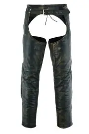 Men's Distressed Brown Cowhide Leather Motorcycle Biker Touring Biker Chap