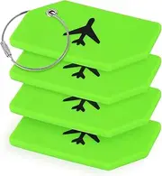 [MJIYSGS] 4 PCS Luggage Tags, Silicone Baggage Labels, Suitcase ID Tag Set, Handbag Tag Labels Travel Accessories for Checked Luggage, Hand Luggage and Handbags - Green