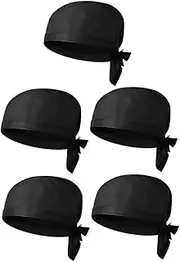 [GLSTOY] 5Pcs Unisex Black Chef Hats Turban Style Headwear for Cooking Baking BBQ and Restaurant Use Durable and Comfortable Prevents Hair Contamination