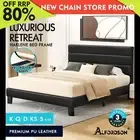 ALFORDSON Bed Frame Queen Double King Single Size Upholstered Base Black Leather