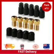 AU- Brass Presta Valve Adaptor (Pack of 5 + 10 Caps) Presta to Schrader For Bike