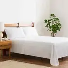 Cotton Sateen Flat Bed Sheets (Packs of 6 and Cases of 24), White, 300 Thread Ct