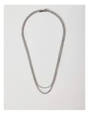 [Blaq] Double Chain Necklace in Silver