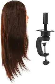 Eacam 30% Human Hair Mannequin Head with Clamp Holder for Braiding Hair Styling Practice 24'' Manikin Head for Hairdresser Cosmetology Dummy Head
