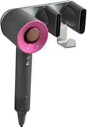 KAIYING Wall Mount Hair Dryer Holder,Magnet Bracket Stand Holder Storage Rack Organizer for Dyson Hair Blow Dryer, Power Plug, Diffuser and Nozzle, Aluminum (Small_Grey)