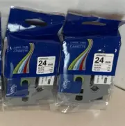 2-pk Label Tape Cassettes Replacement Black on White for Brother P-Touch TZe-251