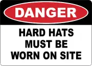 OSHA DANGER: HARD HATS MUST BE WORN ON SITE| Laminated Vinyl Decal Sticker Label
